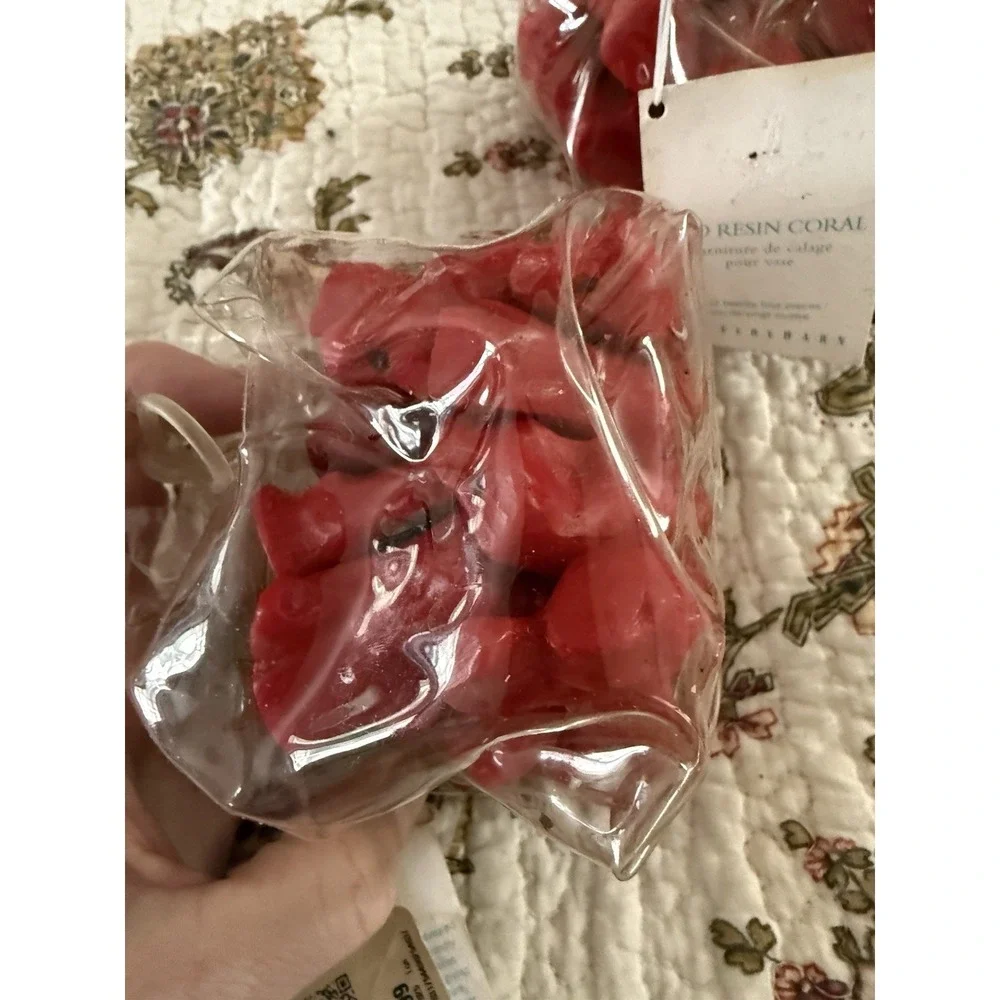 NWT 2 Bags 24 Each Pottery Barn Red Resin Coral Vase Filler Decorative Beach Sea